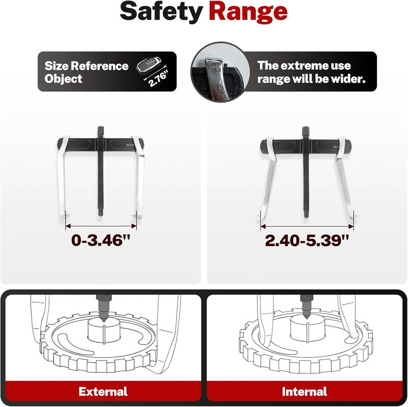 BILITOOLS 3" 2-Jaw Gear Puller, Internal External for Removal of Pulleys Flywheels Bearings & Gears Wiper Arms - Image 1